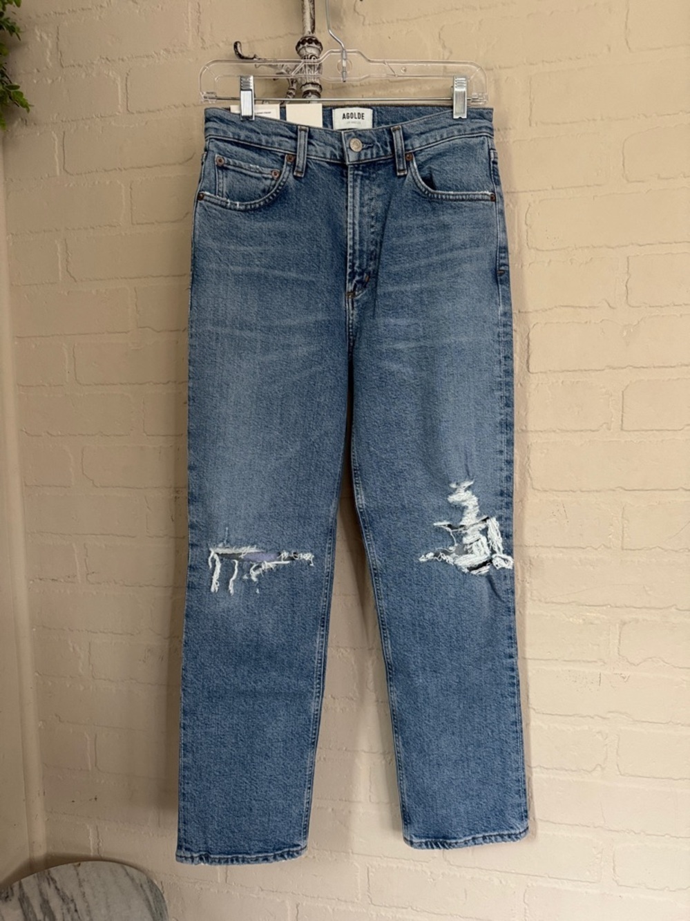 AGOLDE wilder jeans straight denim distressed whiplash NEW  26 mid rise comfort - Picture 2 of 8